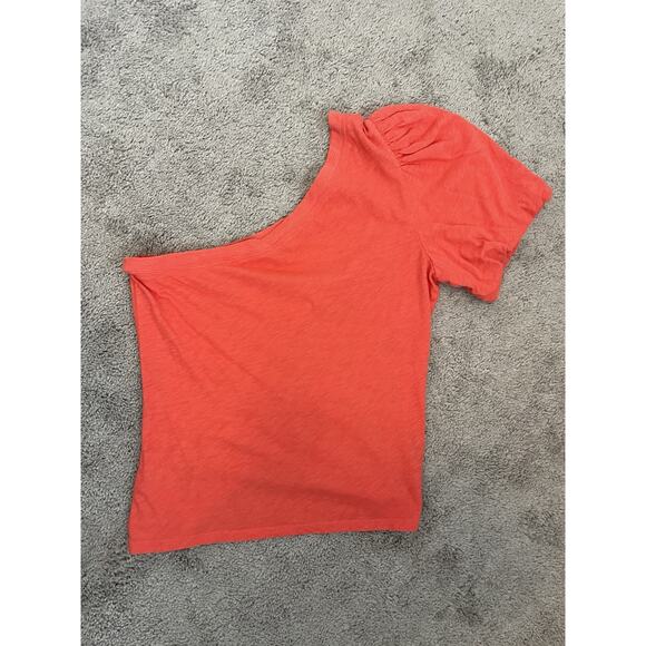 Z Supply Penelope One Shoulder Top Blouse Coral Size Medium 100% Cotton - Picture 6 of 10